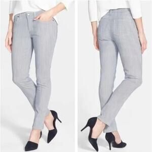 Eileen Fisher Blue and White Railroad‎ Stripe Slim Boyfriend Jeans Size 6